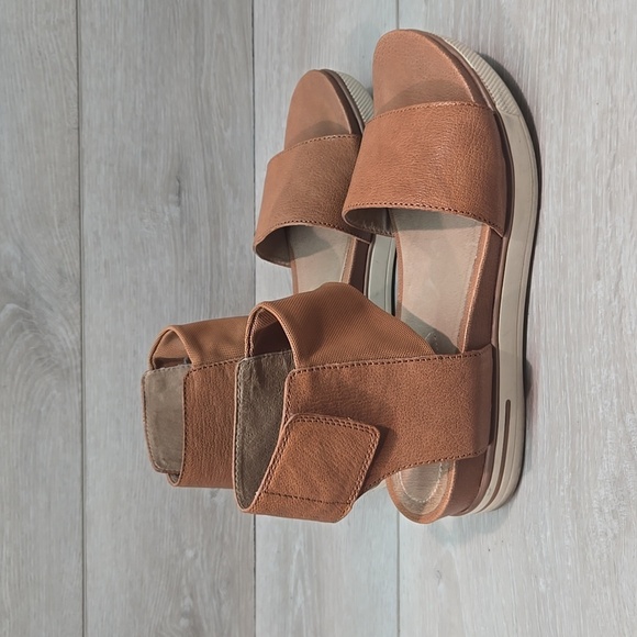 Eileen Fisher Women Spree Velco Ankle Leather Sandals Platform Shoes Sz 7 - Picture 2 of 11